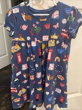 next Blue London theme Print Cotton Dress size 5-6 GUC